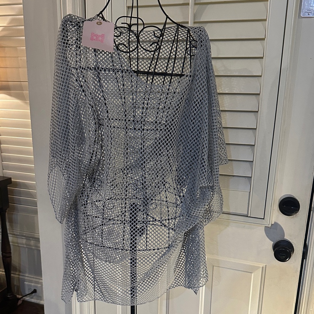 Elegant Gray Mesh Swim Coverup